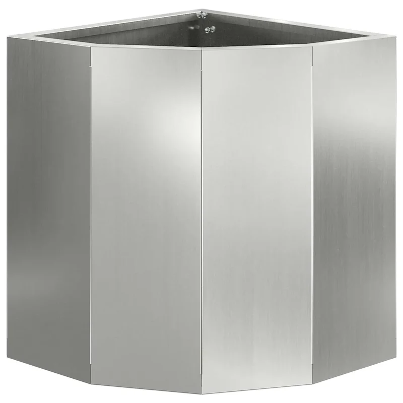 Jardinière d'angle moderne utilisation extérieure 30 x 30 x 35 cm épurée en acier galvanisé argent 02_0052899