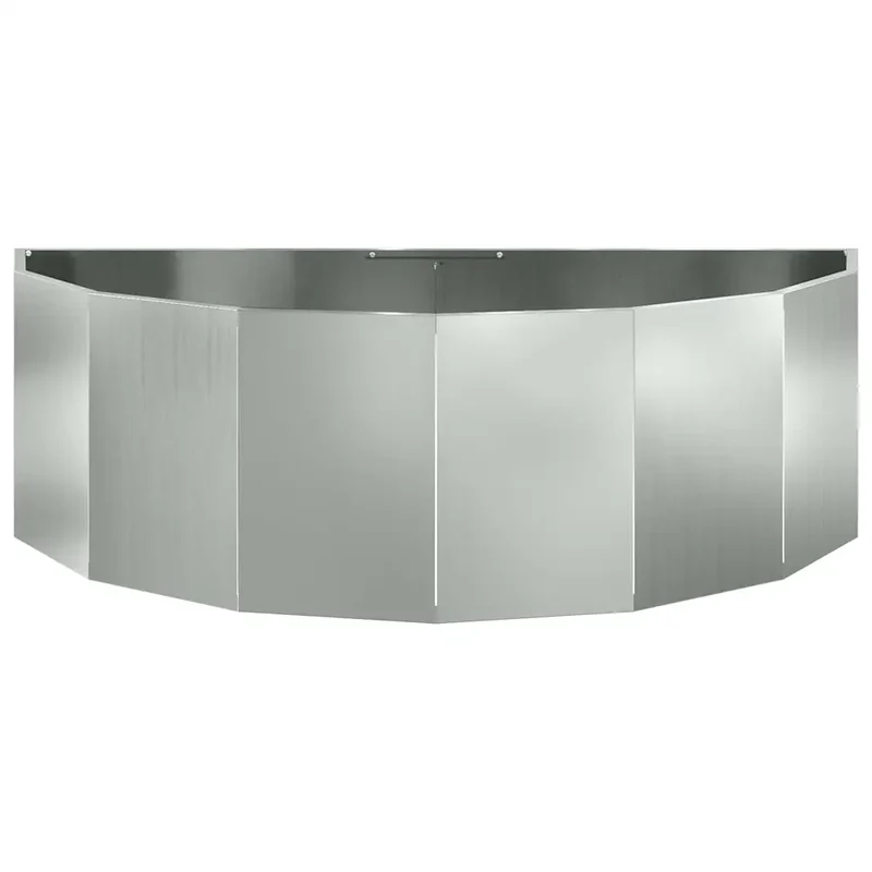 Jardinière demi-ronde moderne extérieure 120 x 60 x 35 cm design chic en acier galvanisé argent 02_0052927