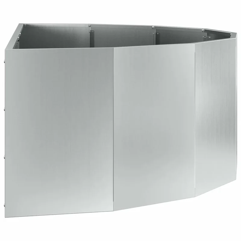 Jardinière demi-ronde moderne extérieure 120 x 60 x 35 cm design chic en acier galvanisé argent 02_0052927