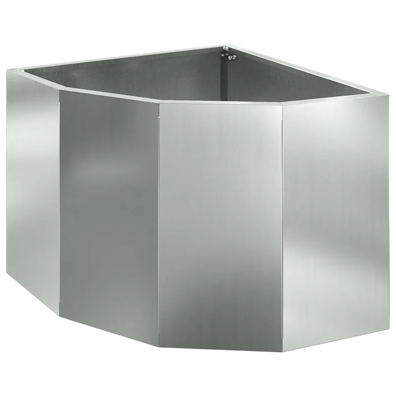 Jardinière d'angle moderne épurée 45 x 45 x 35 cm design durable en acier galvanisé argent 02_0052892