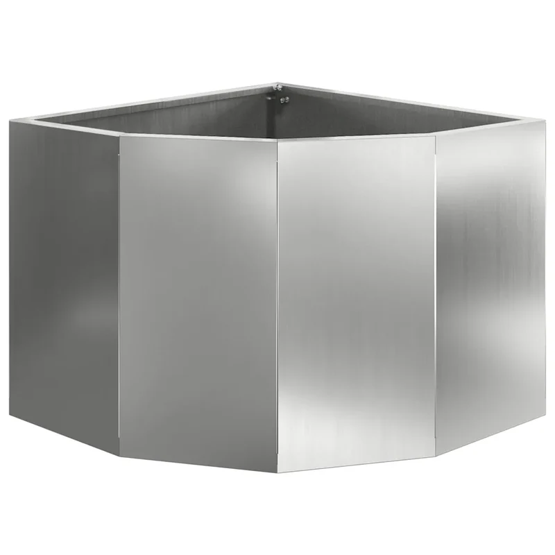 Jardinière d'angle moderne épurée 45 x 45 x 35 cm design durable en acier galvanisé argent 02_0052892