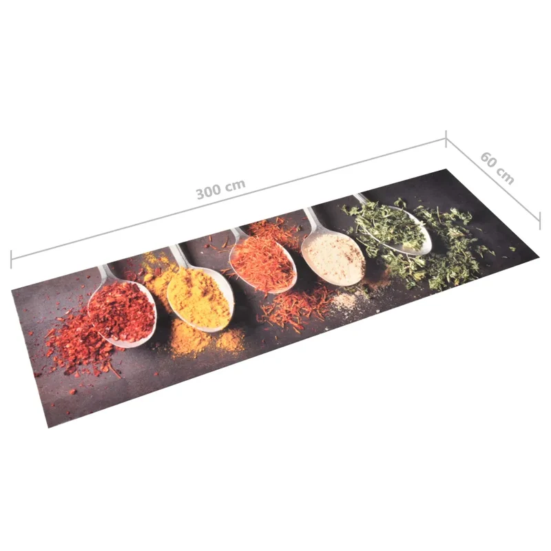 Tapis rectangulaire design moderne cuisine couloir 300 x 60 cm lavable en polyamide bleu 02_0046542