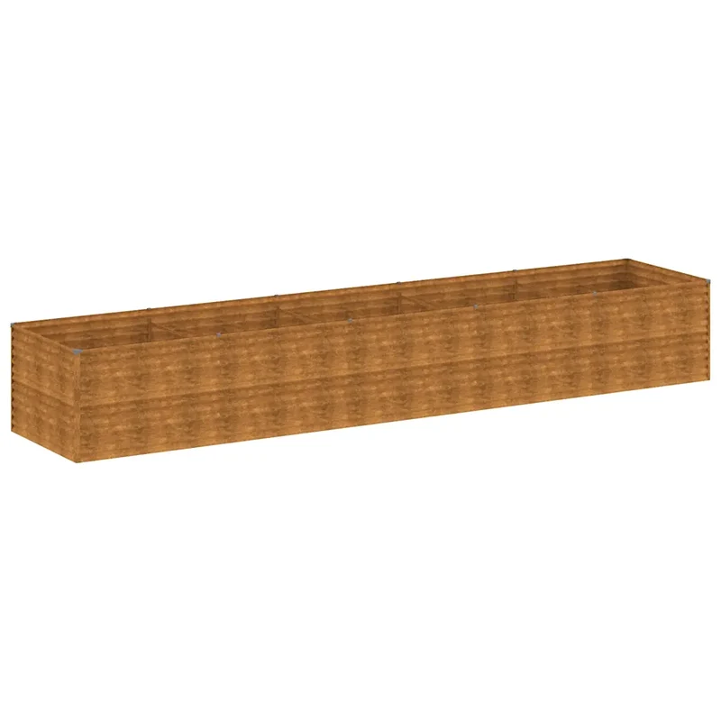 Lit surélevé de jardin design rustique décoration balcon 479 x 100 x 69 cm en acier corten marron 02_0046141