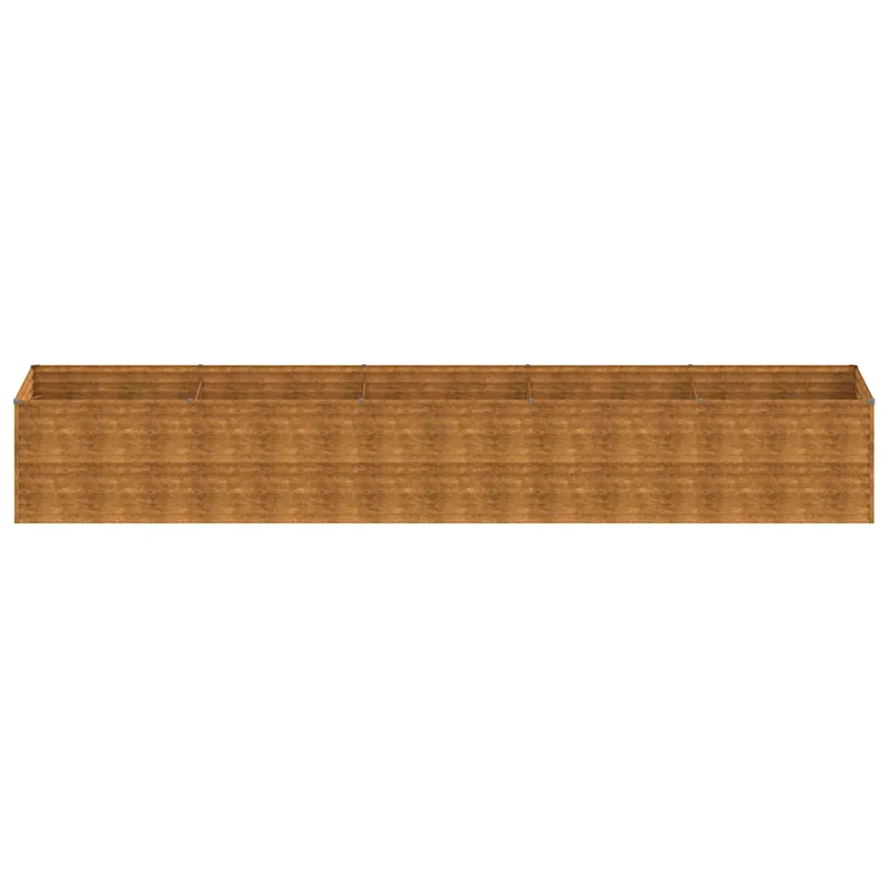 Lit surélevé de jardin design rustique décoration balcon 479 x 100 x 69 cm en acier corten marron 02_0046141