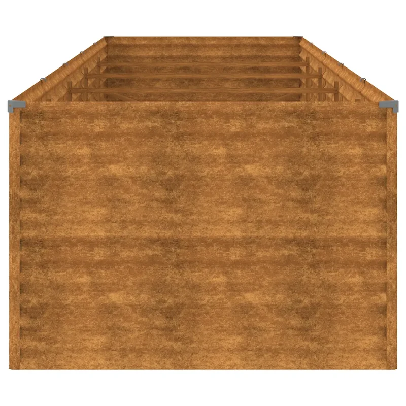 Lit surélevé de jardin design rustique décoration balcon 479 x 100 x 69 cm en acier corten marron 02_0046141