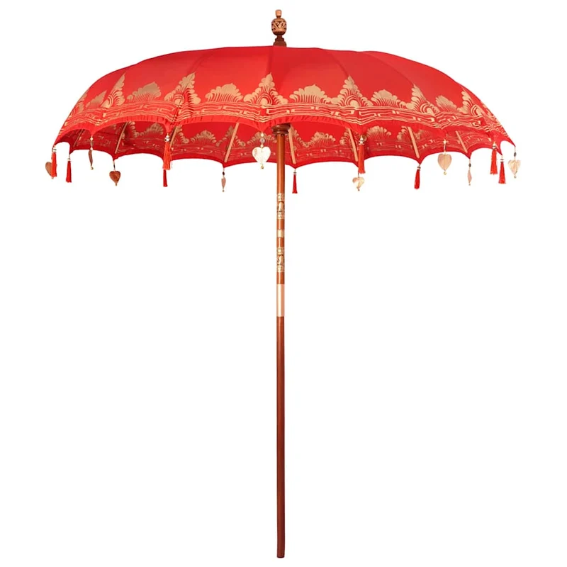 Parasol balinais rond extérieur 215 x 215 x 260 cm grande ombre ambiance chill en coton rouge 02_0055948