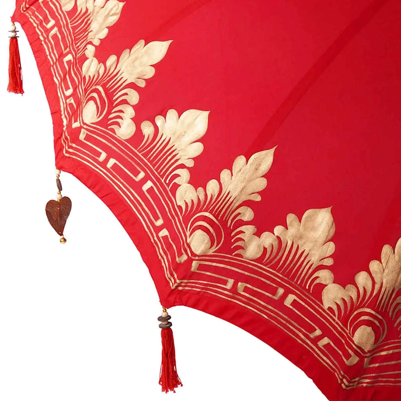 Parasol balinais rond extérieur 215 x 215 x 260 cm grande ombre ambiance chill en coton rouge 02_0055948