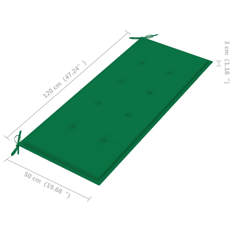 Banc de jardin meuble de patio d'extérieur terrasse avec coussin 120 cm bois d'acacia massif 02_0011373