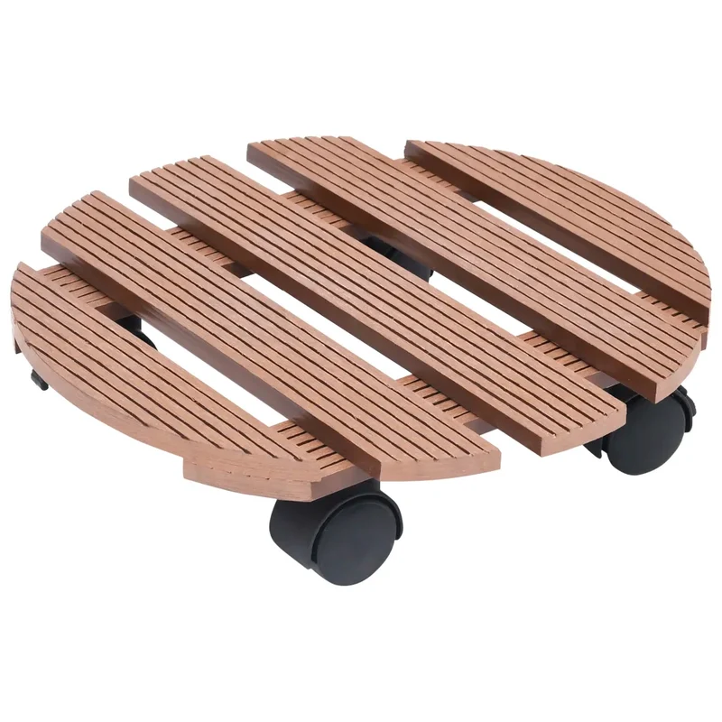 Lot de 4 chariots à plantes avec roulettes pivotantes 30 x 7,5 cm extérieur pratique en WPC marron 02_0055248