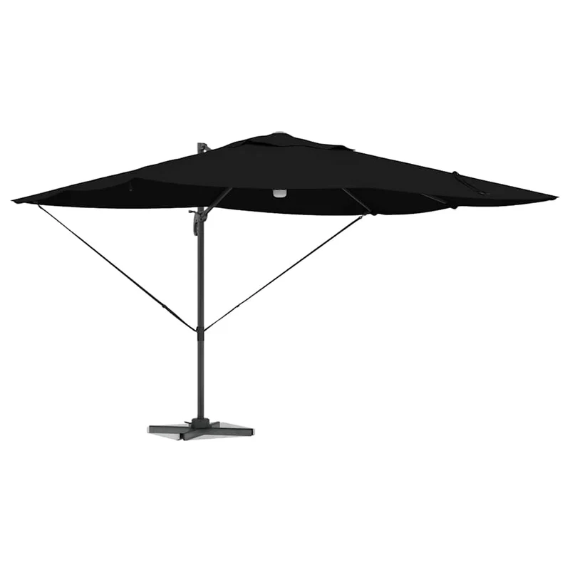 Parasol déporté noir moderne 351 x 250 x 253 cm pivotant inclinable jardin en polyester noir 02_0058735