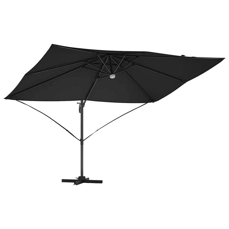 Parasol déporté noir moderne 351 x 250 x 253 cm pivotant inclinable jardin en polyester noir 02_0058735