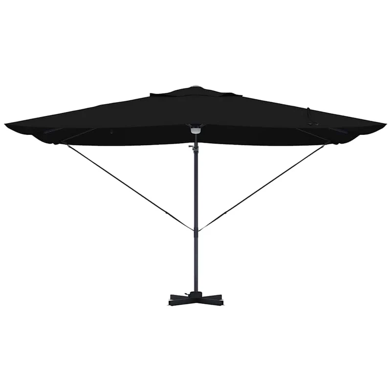 Parasol déporté noir moderne 351 x 250 x 253 cm pivotant inclinable jardin en polyester noir 02_0058735