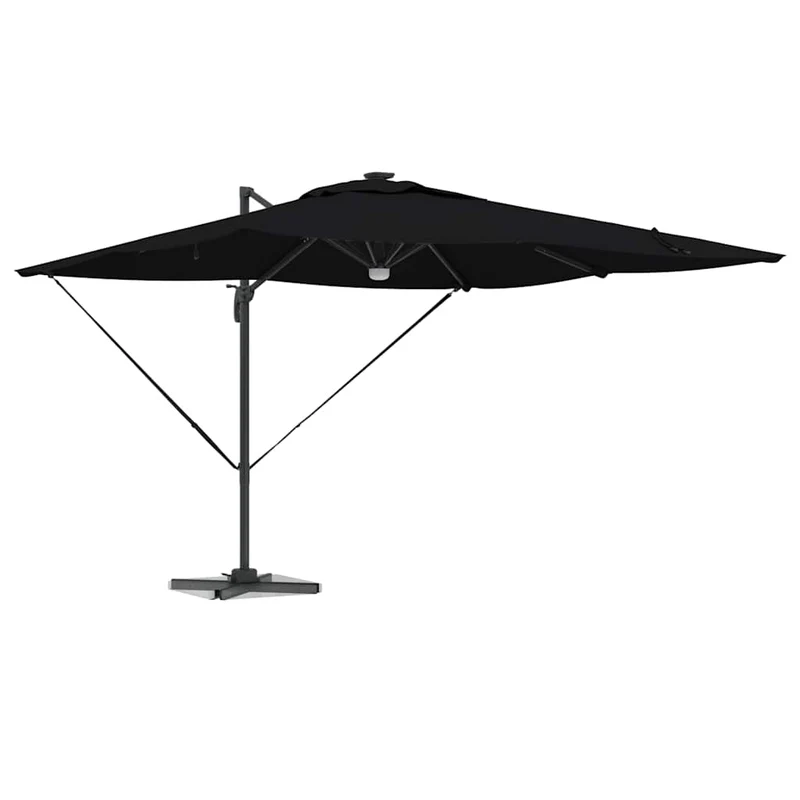 Parasol rectangulaire grande taille 286 x 284 x 270 cm inclinable durable design moderne en polyester noir 02_0058727