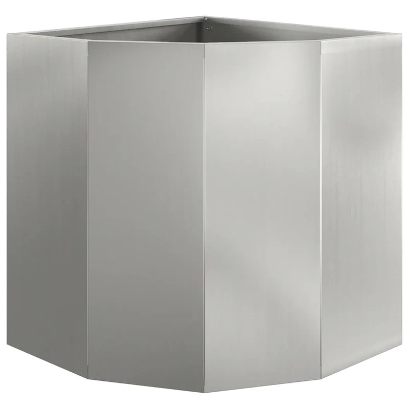 Jardinière d'angle moderne pour extérieur 45 x 45 x 50 cm en acier galvanisé argent 02_0052913