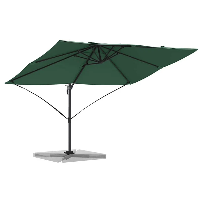 Parasol inclinable rotatif moderne jardin terrasse 351 x 250 x 260 cm en polyester vert 02_0058716
