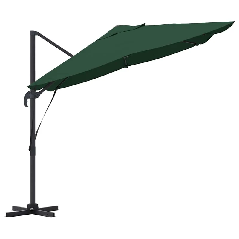 Parasol inclinable rotatif moderne jardin terrasse 351 x 250 x 260 cm en polyester vert 02_0058716