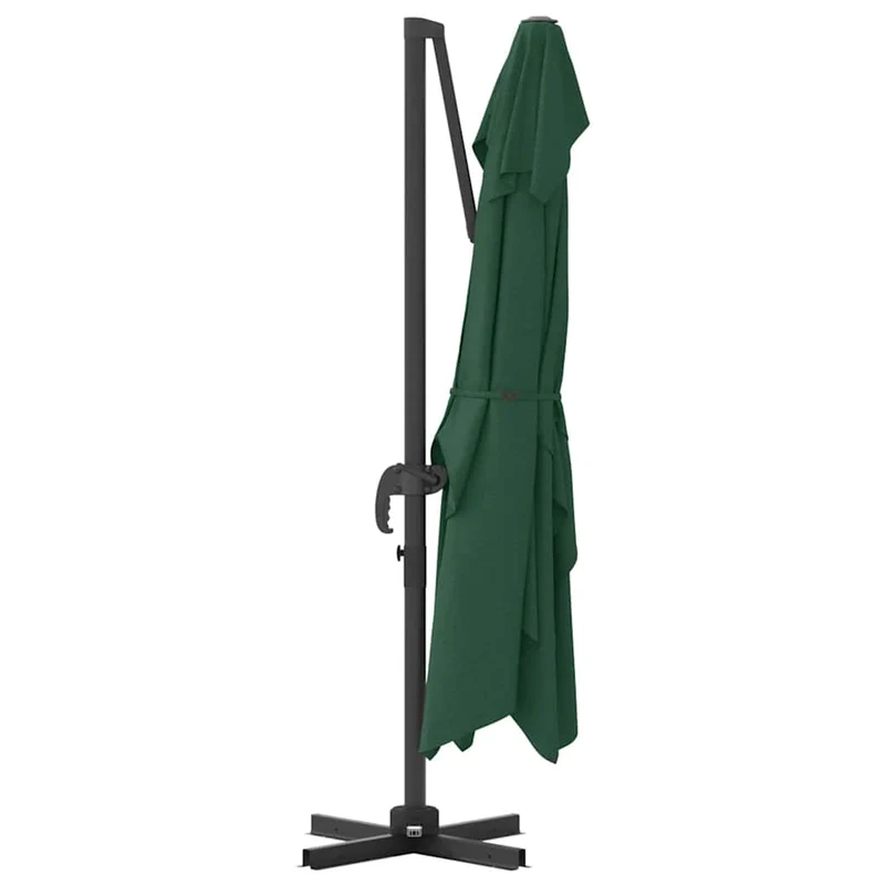 Parasol inclinable rotatif moderne jardin terrasse 351 x 250 x 260 cm en polyester vert 02_0058716