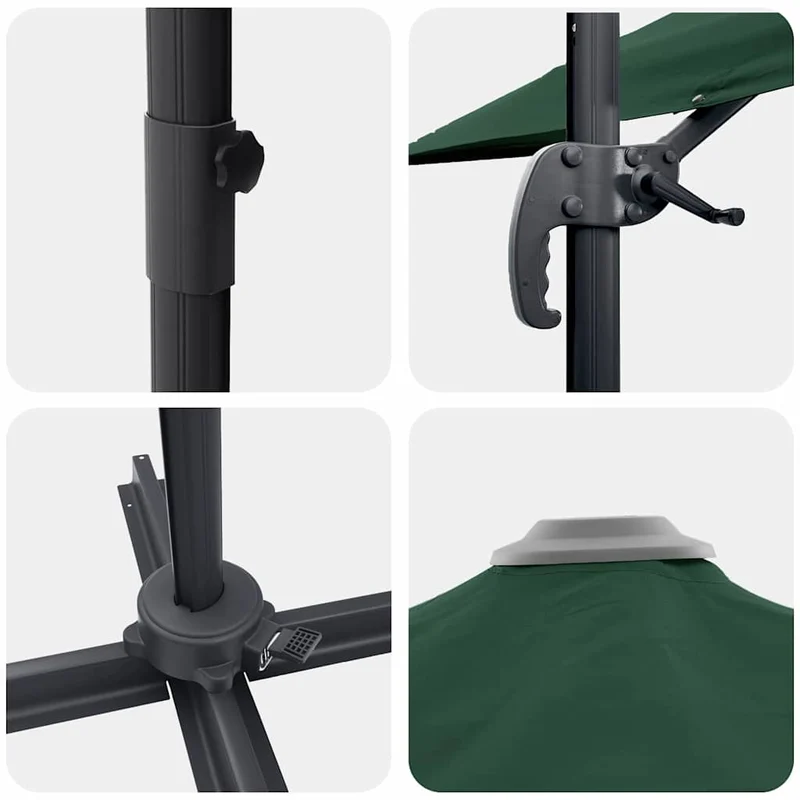 Parasol inclinable rotatif moderne jardin terrasse 351 x 250 x 260 cm en polyester vert 02_0058716