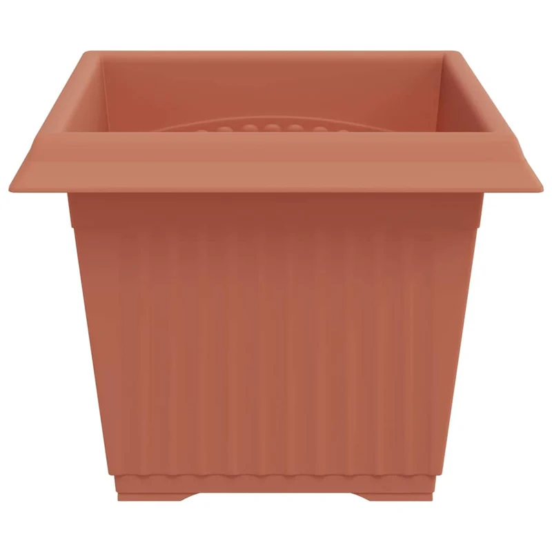 Lot de 24 pots de fleurs carrés design minimaliste jardin balcon 43 x 43 x 33.5 cm en plastique rouge brique 02_0059369