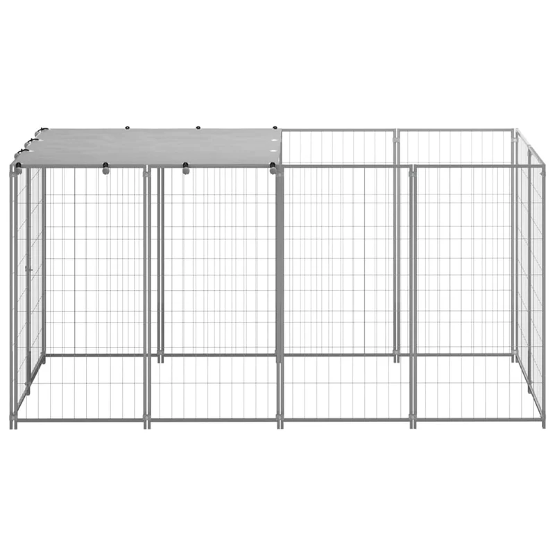 Chenil cage enclos pac animaux Argenté 2,42 m² acier Argent 02_0041727