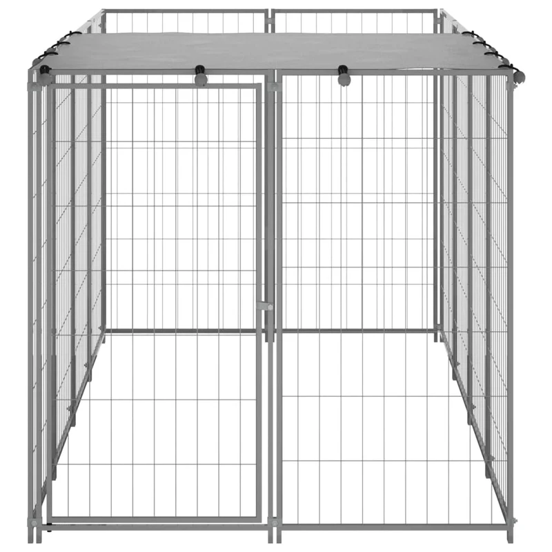 Chenil cage enclos pac animaux Argenté 2,42 m² acier Argent 02_0041727