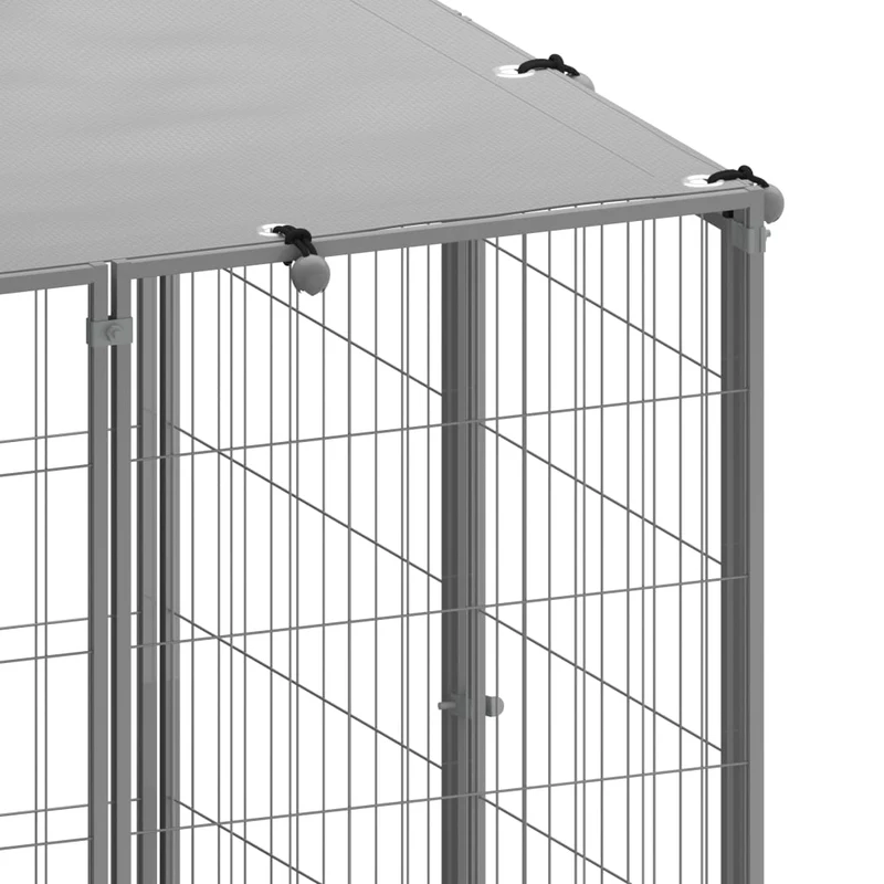 Chenil cage enclos pac animaux Argenté 2,42 m² acier Argent 02_0041727