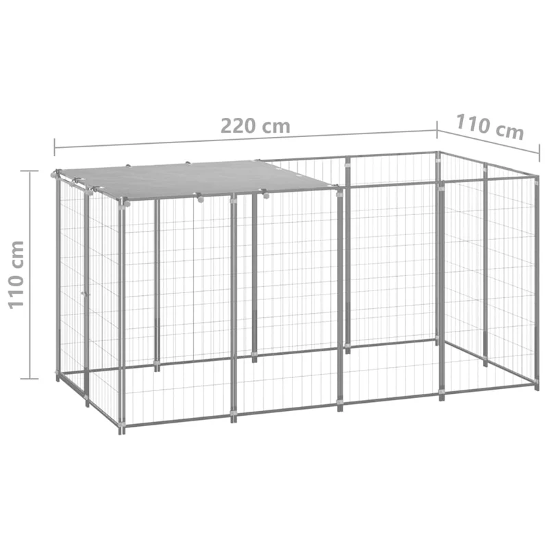 Chenil cage enclos pac animaux Argenté 2,42 m² acier Argent 02_0041727