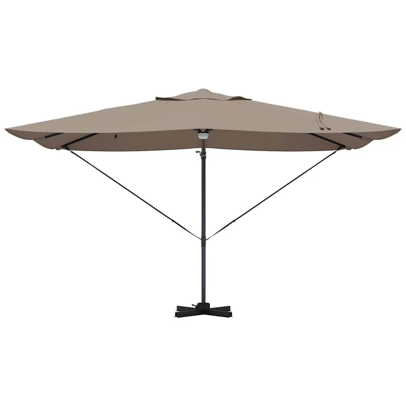 Parasol déporté inclinable et pivotable jardin terrasse 351 x 250 x 253 cm en polyester taupe 02_0058734