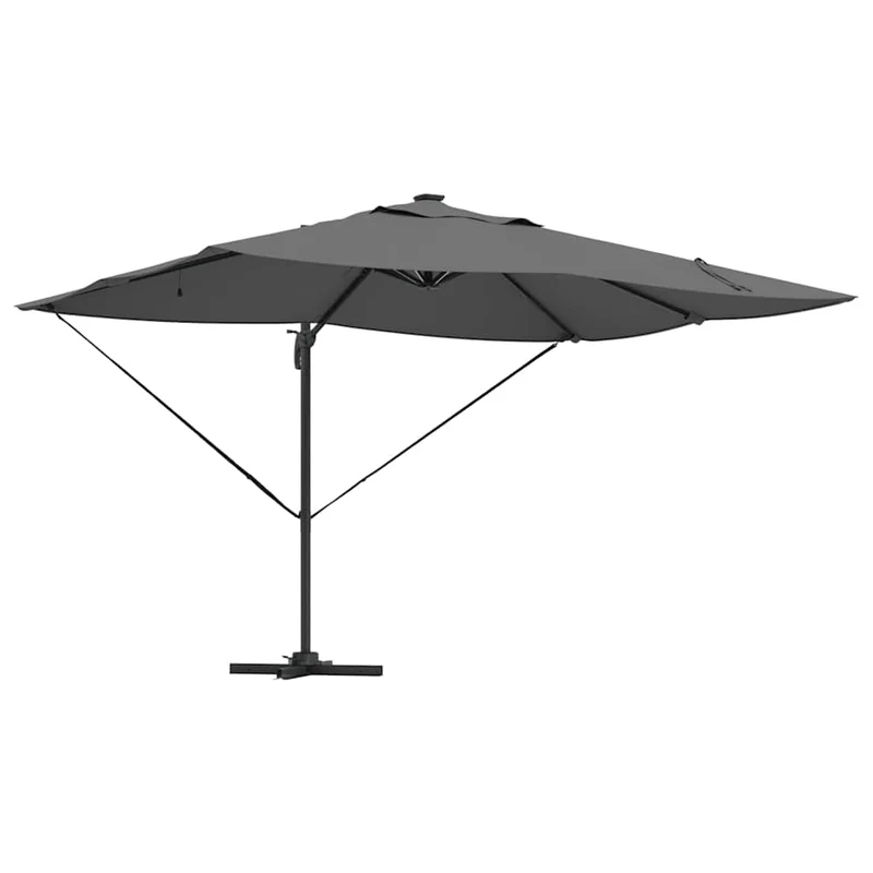 Parasol déporté moderne inclinable pour jardin terrasse 352 x 251 x 265 cm en polyester anthracite 02_0058701
