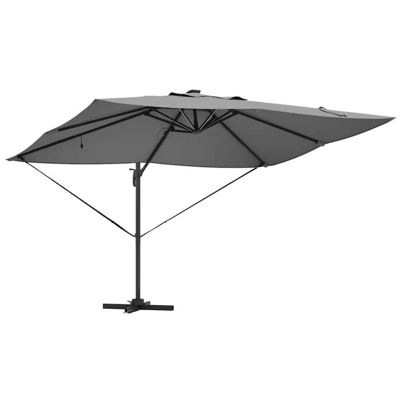Parasol déporté moderne inclinable pour jardin terrasse 352 x 251 x 265 cm en polyester anthracite 02_0058701