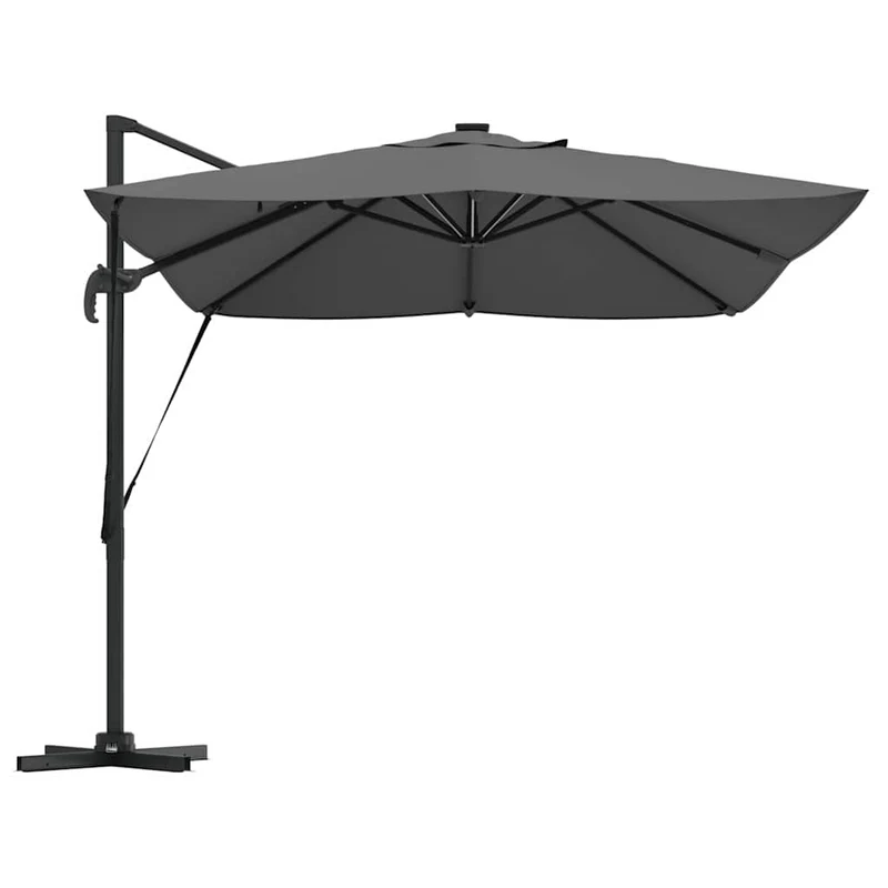 Parasol déporté moderne inclinable pour jardin terrasse 352 x 251 x 265 cm en polyester anthracite 02_0058701