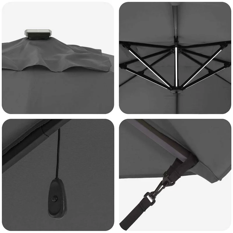 Parasol déporté moderne inclinable pour jardin terrasse 352 x 251 x 265 cm en polyester anthracite 02_0058701