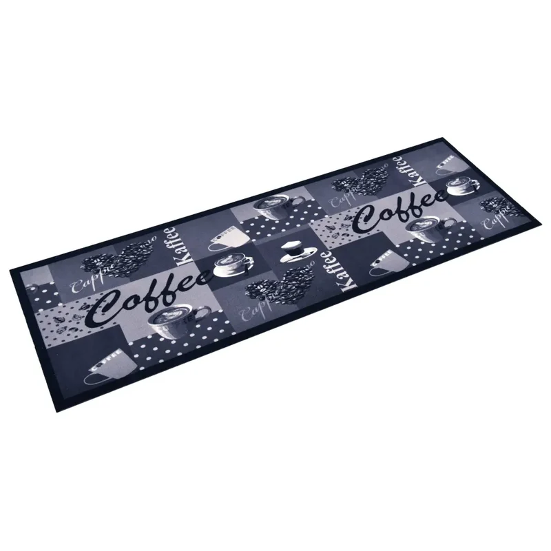 Tapis de sol rectangulaire lavable cuisine couloir 150 x 45 cm antidérapant design moderne en polyamide bleu 02_0046528