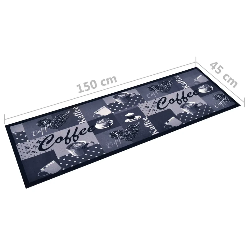 Tapis de sol rectangulaire lavable cuisine couloir 150 x 45 cm antidérapant design moderne en polyamide bleu 02_0046528