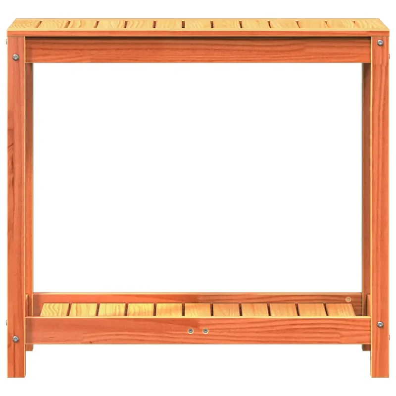 Table de rempotage en bois massif 82,5 x 35 x 75 cm vintage rustique jardin avec étagère ouverte en pin marron 02_0049472