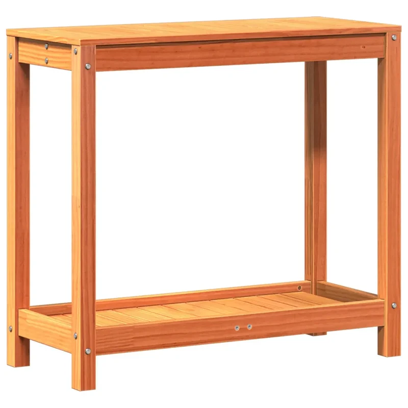 Table de rempotage en bois massif 82,5 x 35 x 75 cm vintage rustique jardin avec étagère ouverte en pin marron 02_0049472