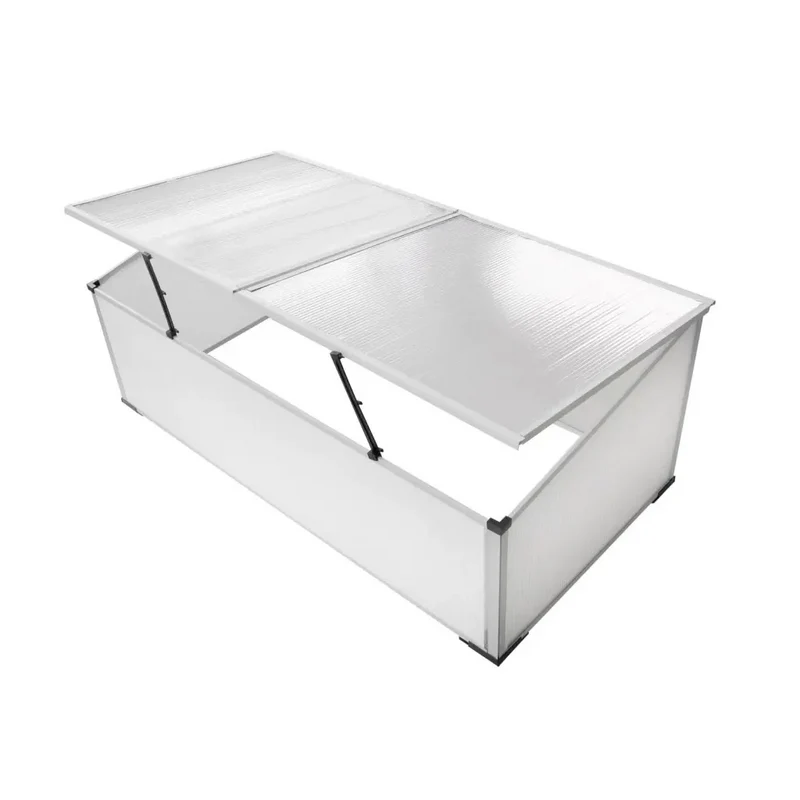 Serre froide à 2 couvercles pour jardin 110 x 55 x 41 cm résistante aux UV et à la chaleur en polycarbonate transparent 02_0045831