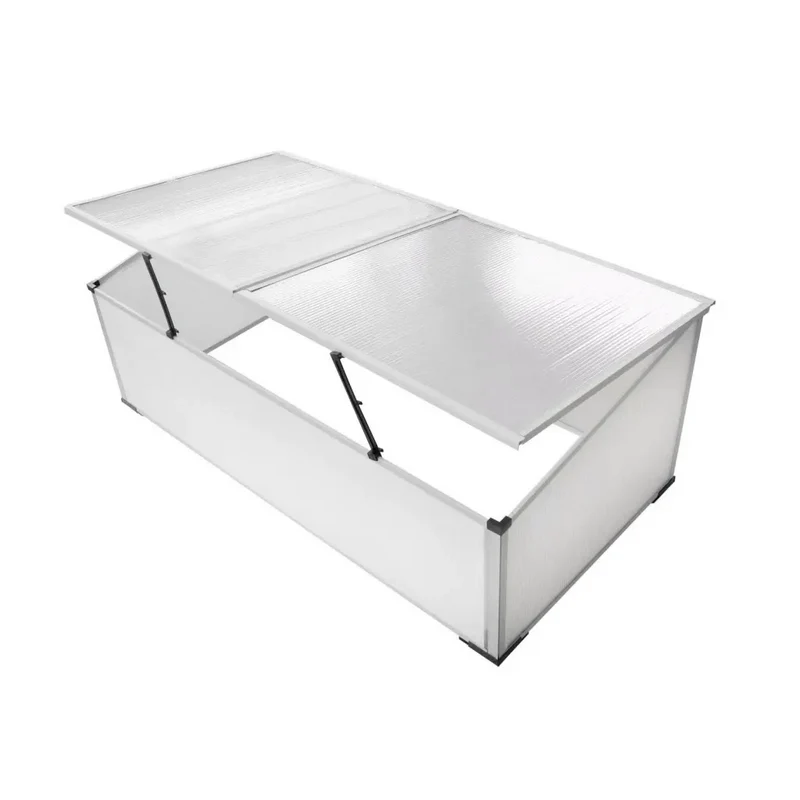 Serre froide à 2 couvercles pour jardin 110 x 55 x 41 cm résistante aux UV et à la chaleur en polycarbonate transparent 02_0045831