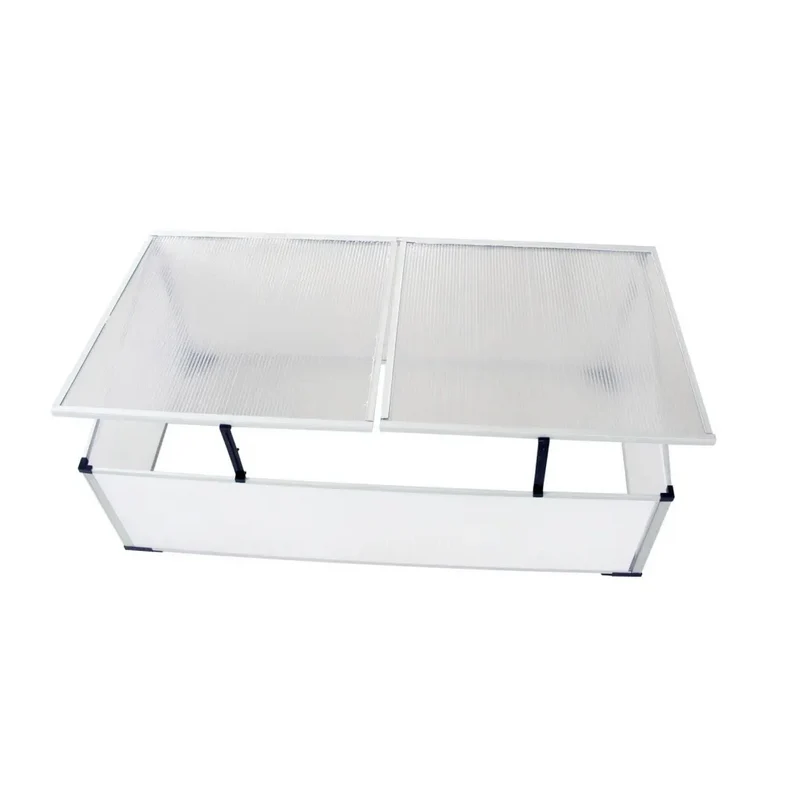 Serre froide à 2 couvercles pour jardin 110 x 55 x 41 cm résistante aux UV et à la chaleur en polycarbonate transparent 02_0045831