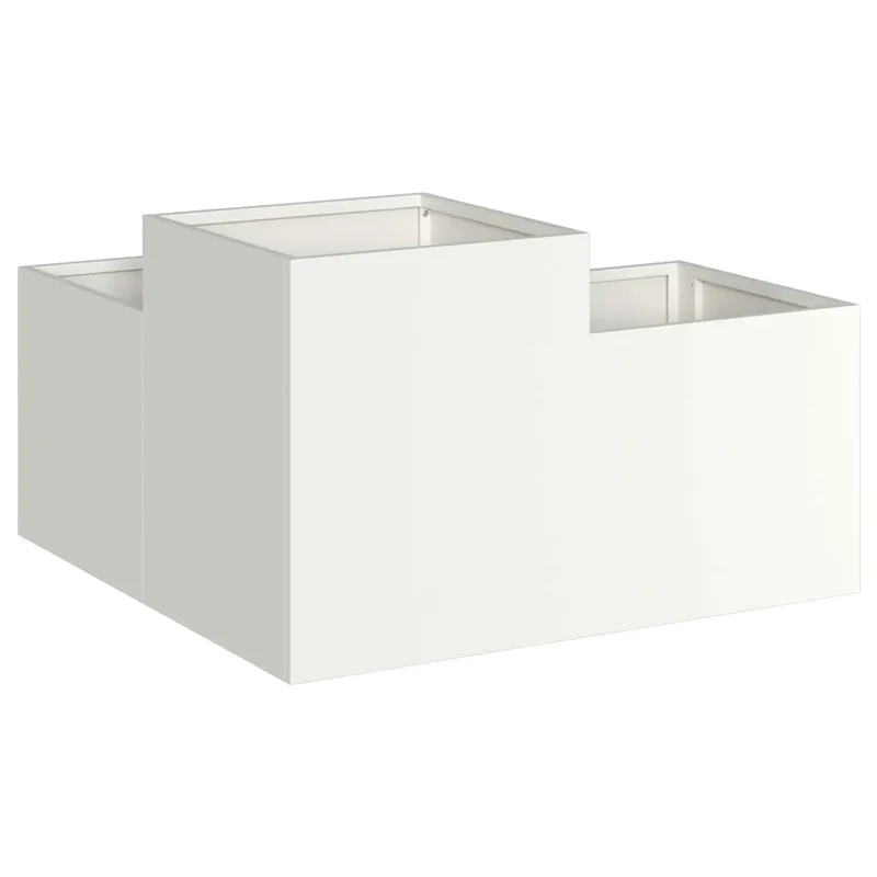 Cache-pot de jardin rectangulaire 100 x 100 x 48 cm design moderne ambiance chic en acier blanc 02_0052062