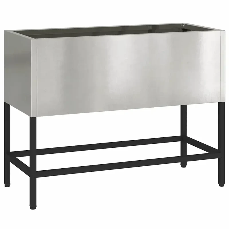 Bac de jardin surélevé moderne rectangulaire 60 x 26 x 45 cm résistant aux intempéries en acier inoxydable argent 02_0052099