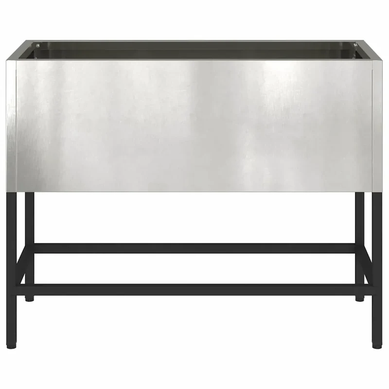 Bac de jardin surélevé moderne rectangulaire 60 x 26 x 45 cm résistant aux intempéries en acier inoxydable argent 02_0052099
