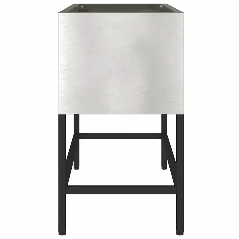 Bac de jardin surélevé moderne rectangulaire 60 x 26 x 45 cm résistant aux intempéries en acier inoxydable argent 02_0052099