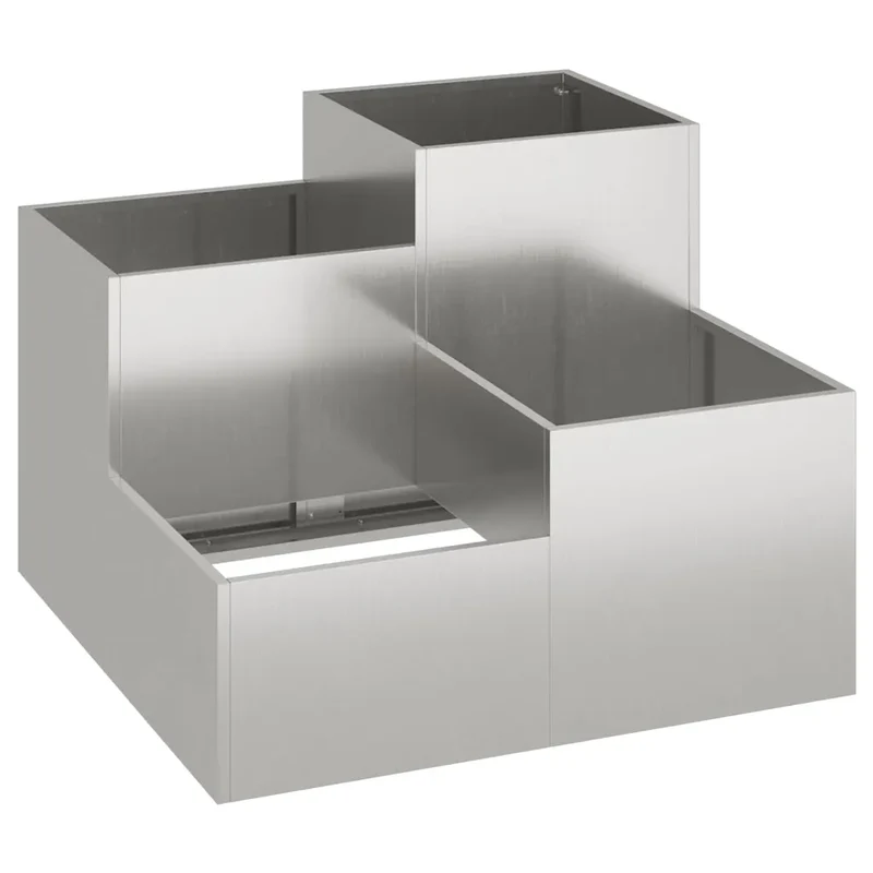 Cache-pot de jardin rectangulaire moderne 100 x 100 x 60 cm finition chic en acier inoxydable argent 02_0052078