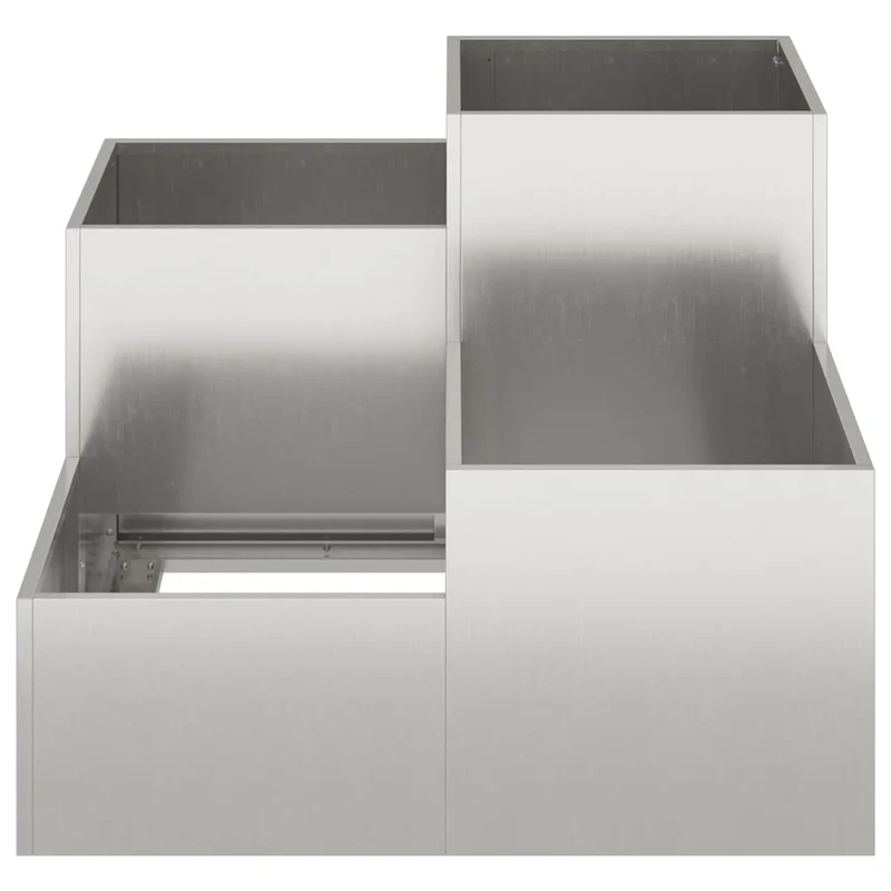 Cache-pot de jardin rectangulaire moderne 100 x 100 x 60 cm finition chic en acier inoxydable argent 02_0052078