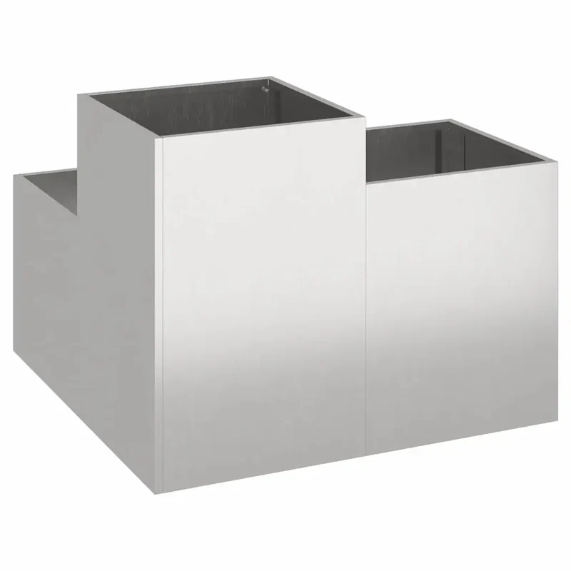 Cache-pot de jardin rectangulaire moderne 100 x 100 x 60 cm finition chic en acier inoxydable argent 02_0052078