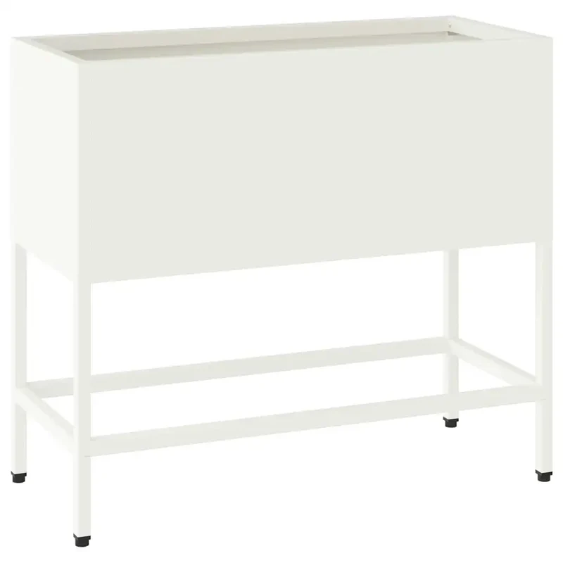 Bac de jardin surélevé moderne 60 x 26 x 45 cm design contemporain ambiance fraîche en acier blanc 02_0052096