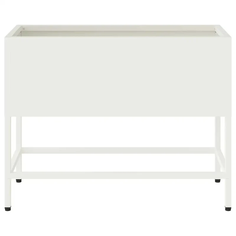 Bac de jardin surélevé moderne 60 x 26 x 45 cm design contemporain ambiance fraîche en acier blanc 02_0052096