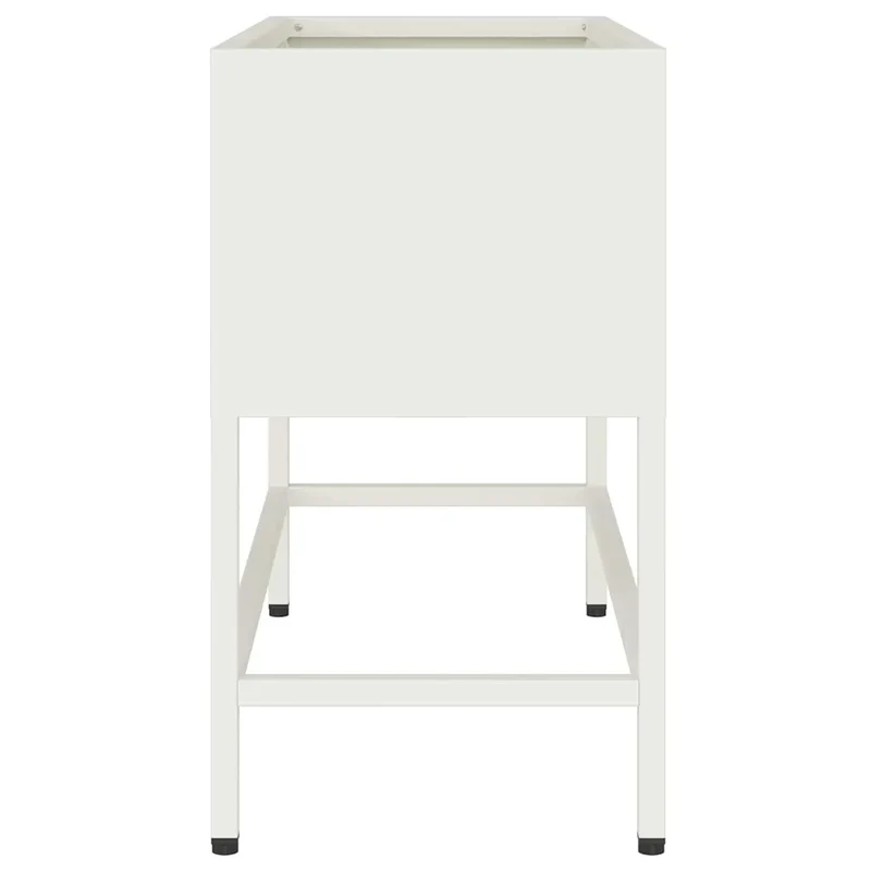 Bac de jardin surélevé moderne 60 x 26 x 45 cm design contemporain ambiance fraîche en acier blanc 02_0052096