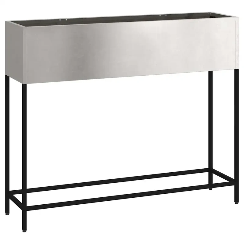 Bac de jardin surélevé rectangulaire moderne extérieur 100 x 26 x 82 cm en acier inoxydable argent 02_0052092